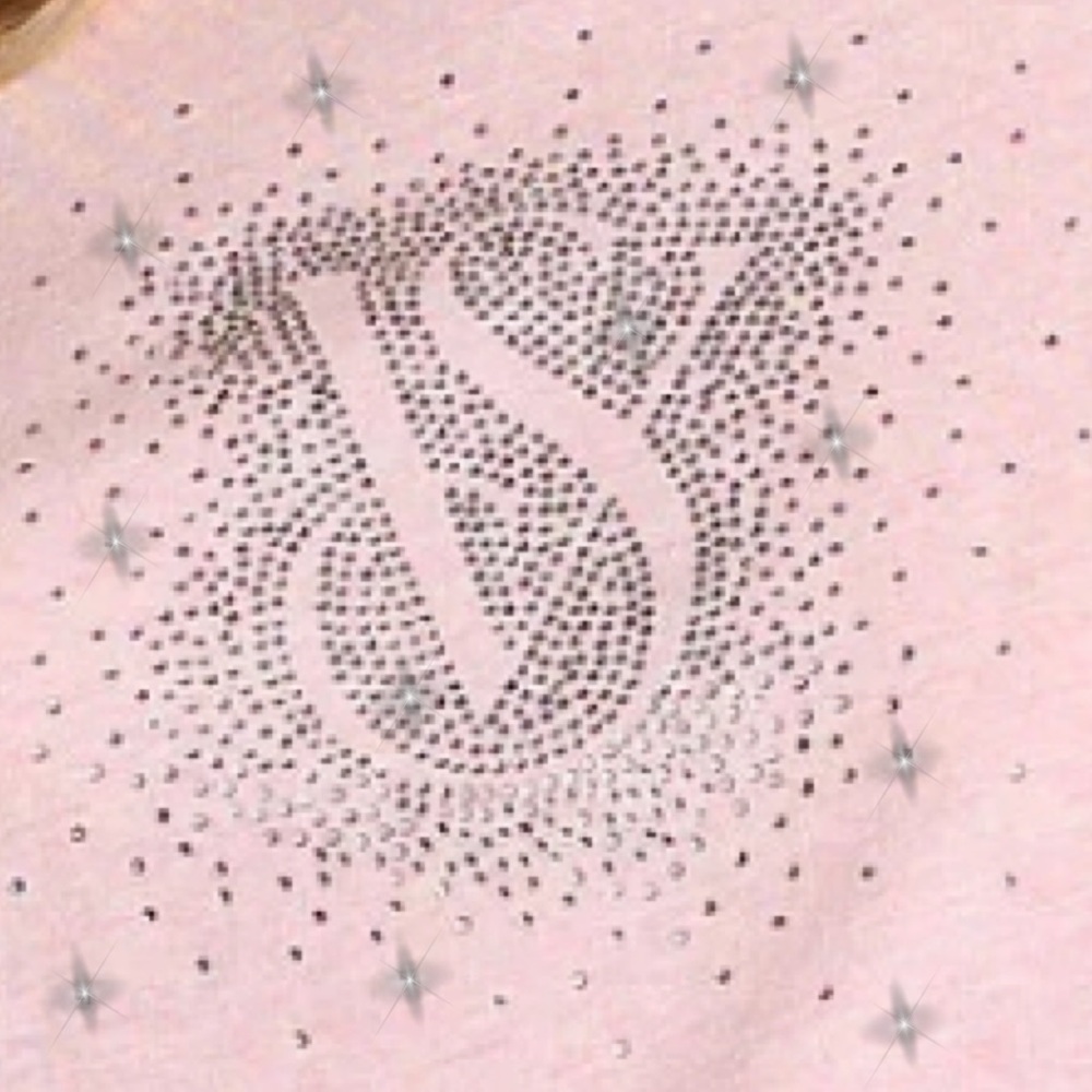 NWT | Victoria's Secret | Bling Sleep Tee Cotton SS Rhinestone | Pink | M/Lg - Picture 2 of 4